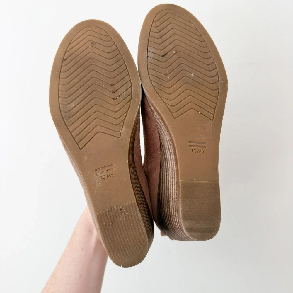 Boho TOMS Kallie Suede Wedge Ankle Booties 8.5 Dusty Rose‎ Pink Side Cutout